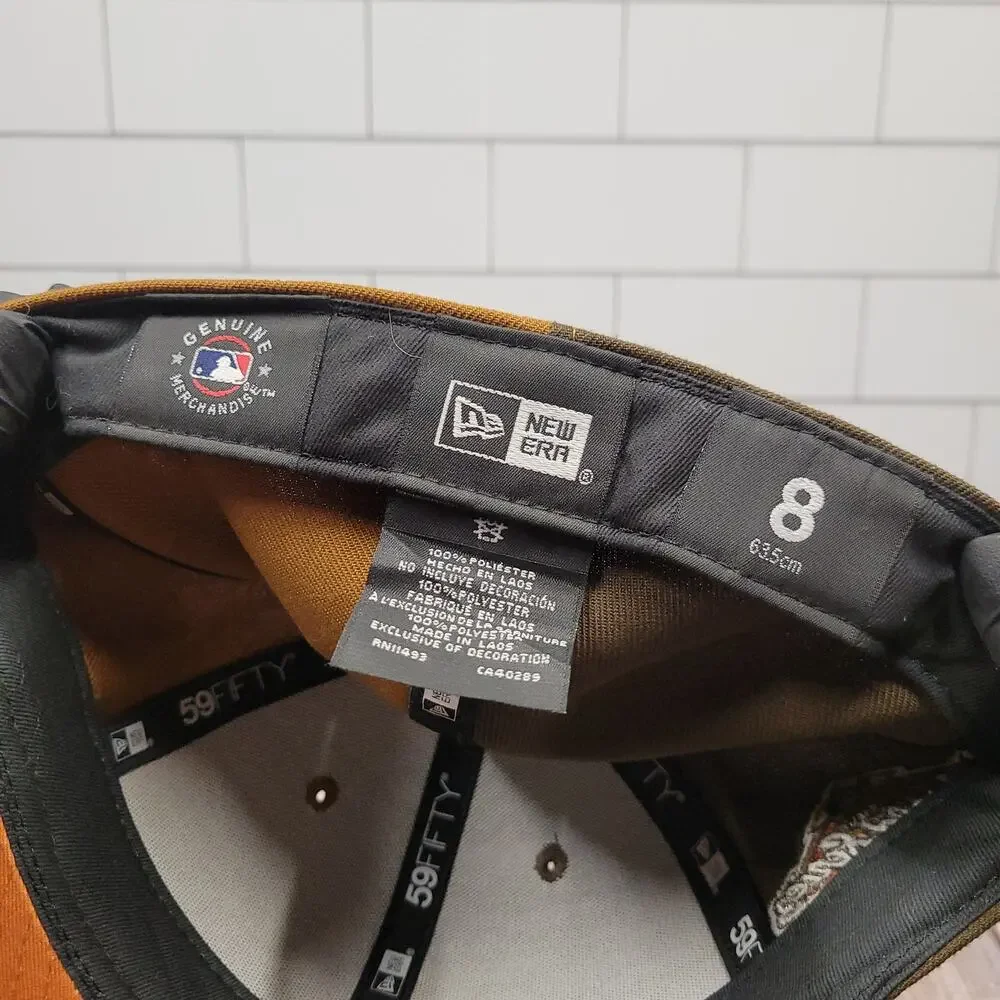 New Era New York Yankees Split Brown Tan 59FIFTY Fitted Hat Size 8